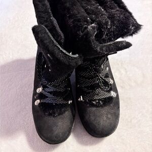 J Crew Women's Black Fur-Lined Boots